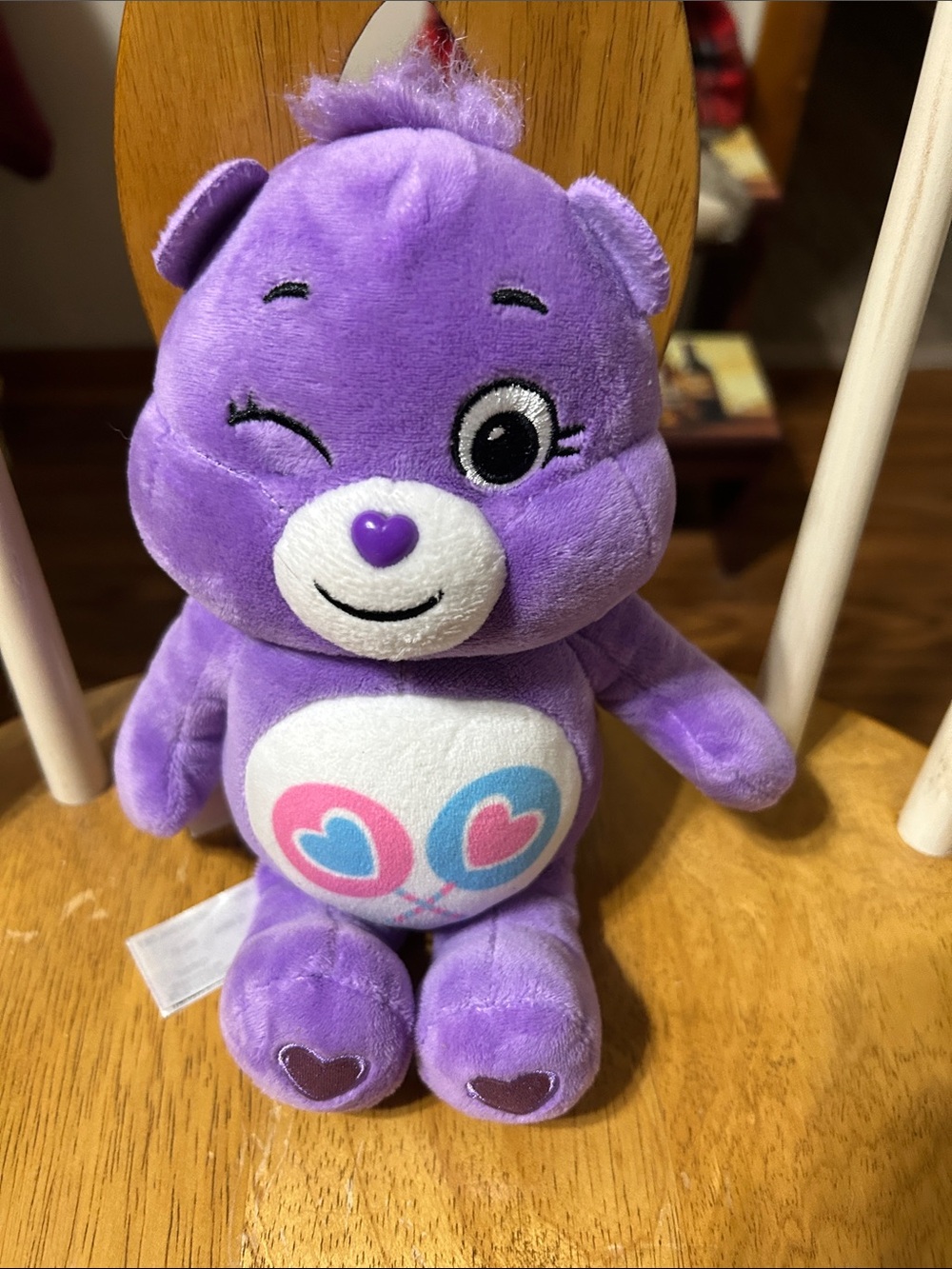 Care Bear Plush Purple Heart-Belly Winking Bear Stuffed Toy